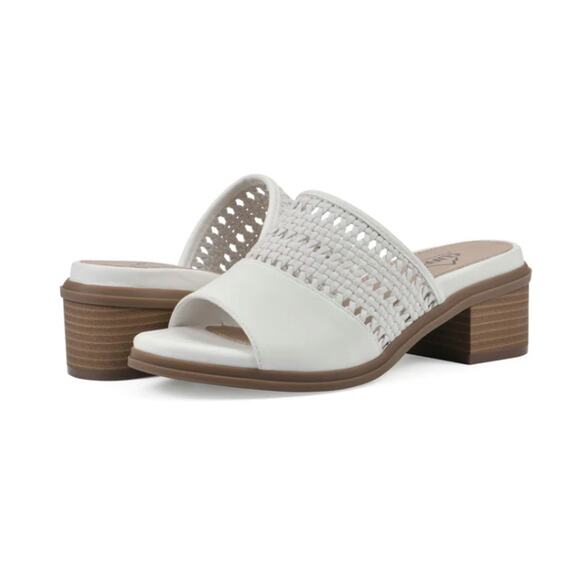 Cliffs by White Mountain Corley White Woven Slide Block Heeled Sandal 9.5 - Picture 2 of 12
